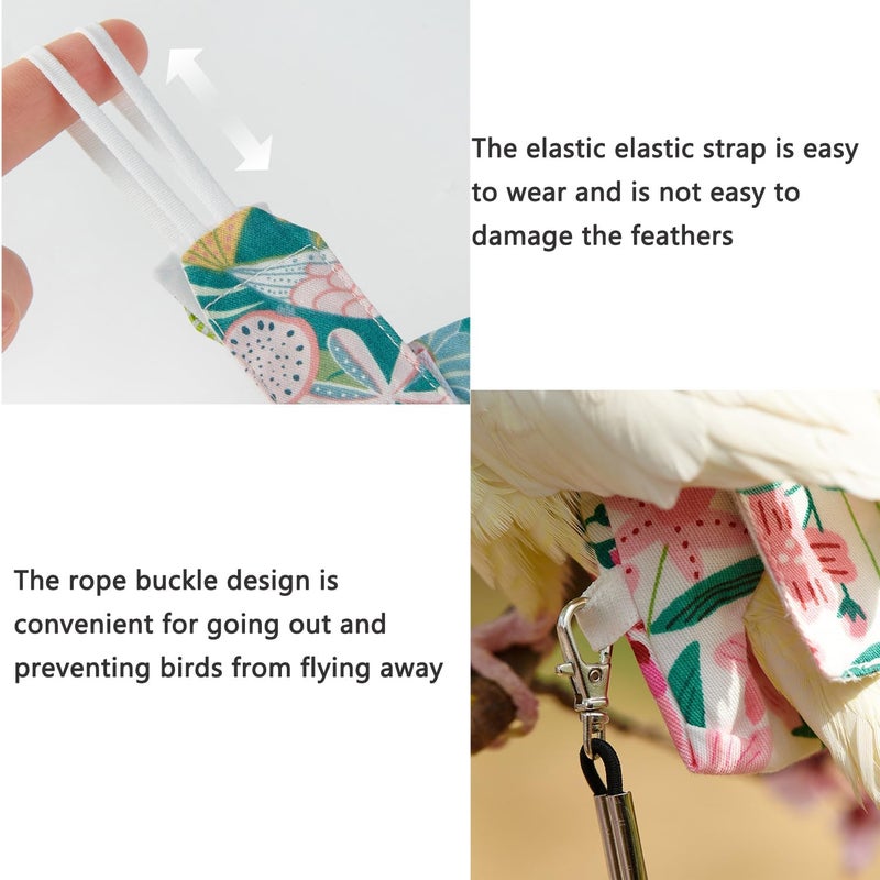 UtySty 2 Pack Bird Diaper Parrot Nappy Bird Flight Suits Harness Cockatiel Diaper Small Birds Clothes for Parakeet Cockatiels Mini Macaw Budgie Canary Pigeon Conure Budgies Mini Macaws Small Size - Image 5